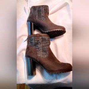 Juicy Couture Faux Suede Knit Ankle Boots